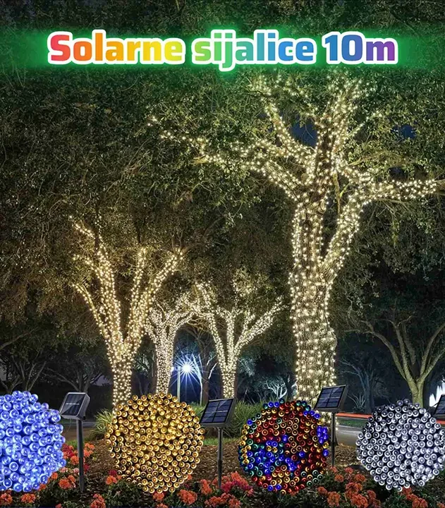 solarne sijalice 10m bela plava žuta šarena za dekoraciju euroshop