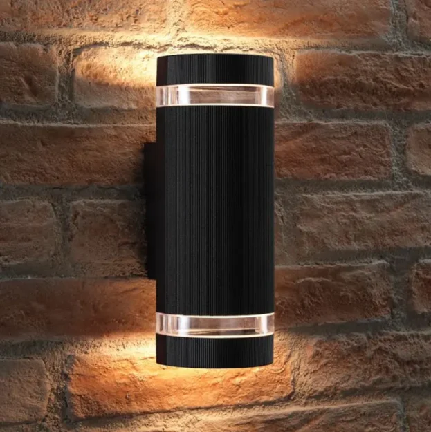 fasadna zidna lampa crna stil 2 solarni efekat led sijalice kompatibilne euroshop
