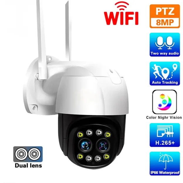 wifi spoljna kamera sa dva sociva za video nadzor 8mp zoom euroshop