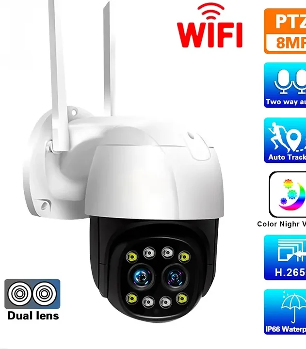 wifi spoljna kamera sa dva sociva za video nadzor 8mp zoom euroshop