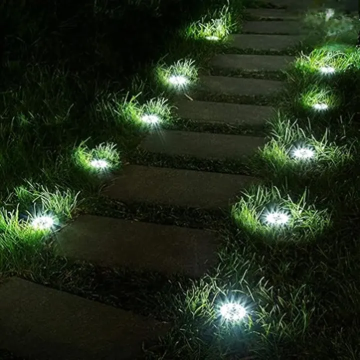 4 kom solarne disk led lampe za osvetljenje travnjaka i staza euroshop