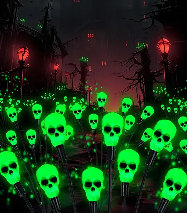 Halloween lampe s kostur glavama zelena led svetlost euroshop