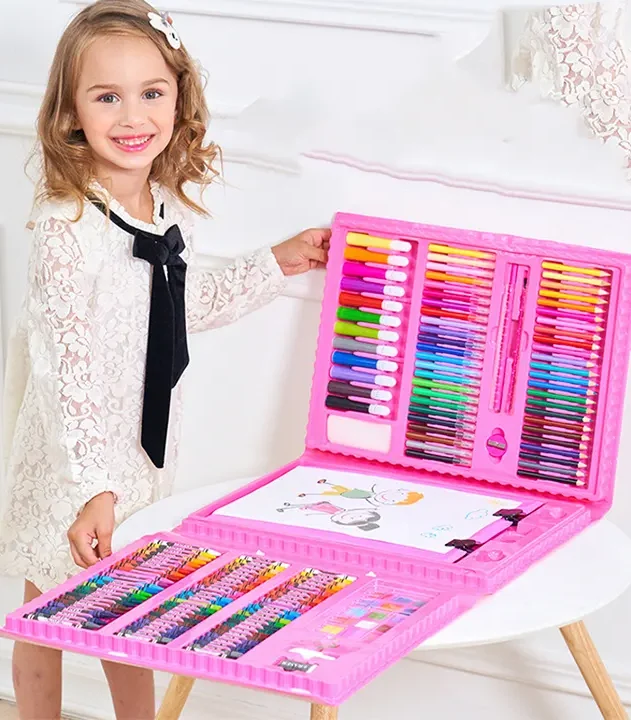 kreativni set za crtanje i bojenje dečiji rozi euroshop
