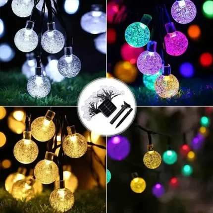 solarni led niz kuglica sarene bele žute euroshop