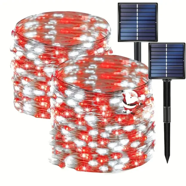 Solarne sijalice diode belo crvena 10m dvobojni efekat duž ograde; belo crvena solar niz za svečan akcenat i čiste linije eksterijera