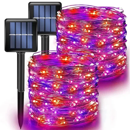 Duotonske ljubičasto-narandžaste lampice, duo led solar niz za terase i dvorišta, fleksibilna dekor rasveta sa nežnim sjajem.