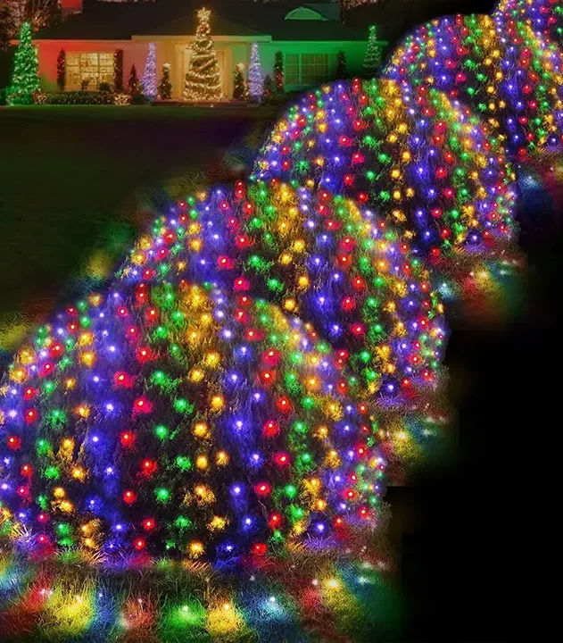 LED svetleća mreža zavesa u šarenim bojama stvara bajkovitu atmosferu u domu i dvorištu