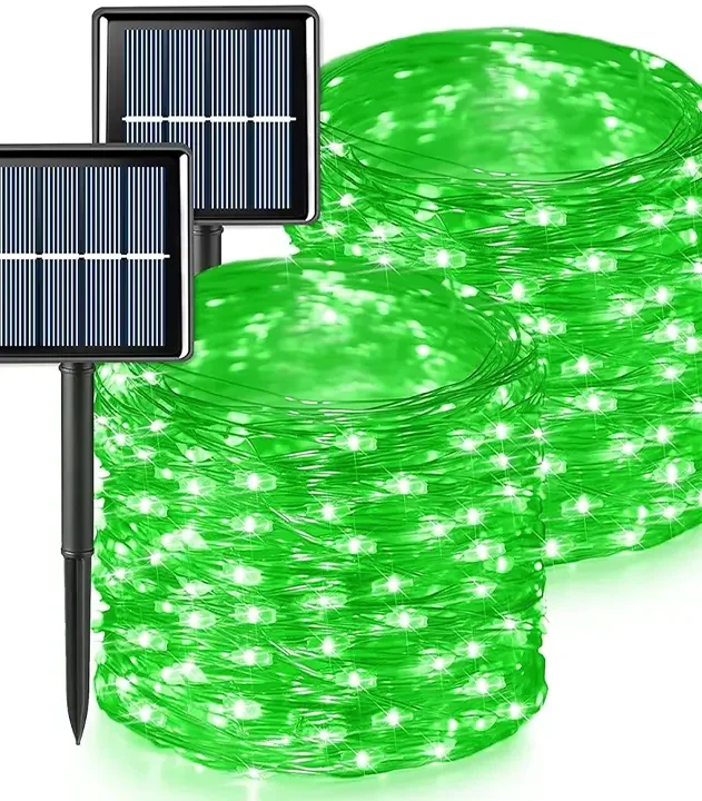 Led zelene lampice 10m u dvorištu, topao zeleni sjaj uz osam režima pamti mod za miran, prijatan večernji ambijent