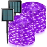 Ljubičaste solarne lampice 10m duž pergole; meko svetlo, memorija osam režima svetla za stalno isti ugođaj