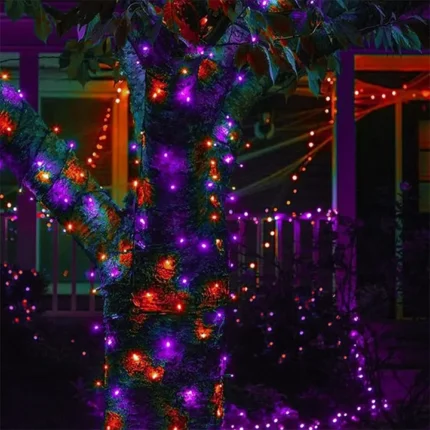 Ljubičasto narandžaste lampice 30m raspoređene ravnomerno; dvobojne lampice 30 metara za prirodan akcenat