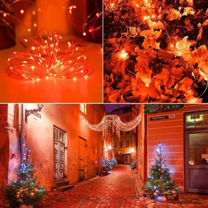 Narandžaste LED lampice niz stvaraju topao akcenat oko terasa i balkona; narandžasto dekor svetlo bez odsjaja