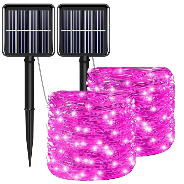 roze solarne lampice 10m dekoracija dvorista euroshop