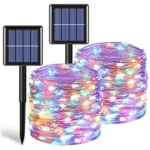 Solarne sijalice šarena 30m uz šarene solarne lampice 30m duž staze; topli akcenat bez kablova, IP65 za spoljašnju upotrebu