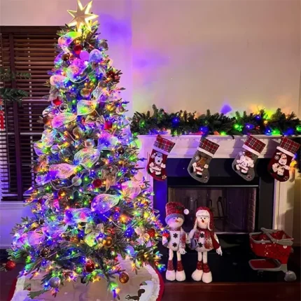 Solarne sijalice šarena 30m na balkonu; solarni niz više boja daje ujednačen sjaj za pergole i ograde