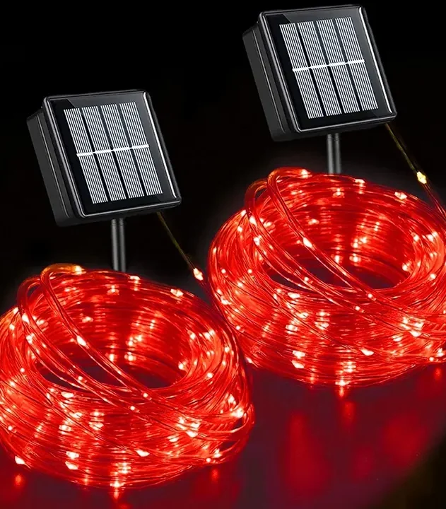 Solarne sijalice u crevu 10m crvena pružaju romantičan i svečan sjaj u prostoru