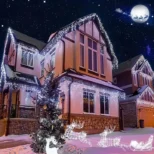 Solarni niz bele boje sa icicle padovima pruža dinamičan i svečan vizuelni efekat