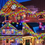 Solarni niz u više boja sa icicle padovima pruža dinamičan svetlosni efekat