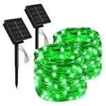 Zelene lampice solarne 30m ravnomerno osvetljavaju pergolu i stazu; svetlosni niz 30m u zelenoj nijansi