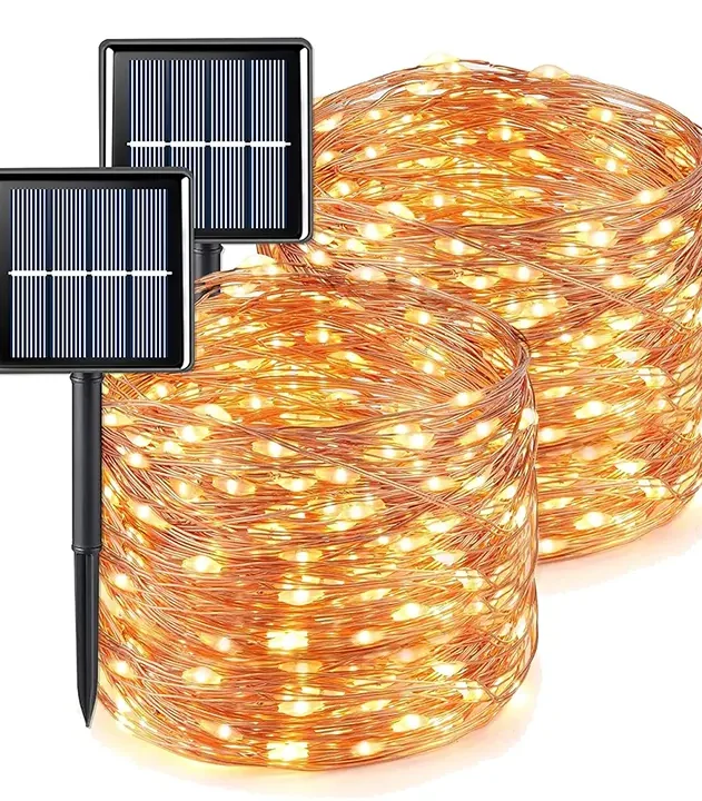 Solarne sijalice žuta 30m duž staze; žute solarne lampice 30m ujednačeno osvetljavaju dvorište bez kablova