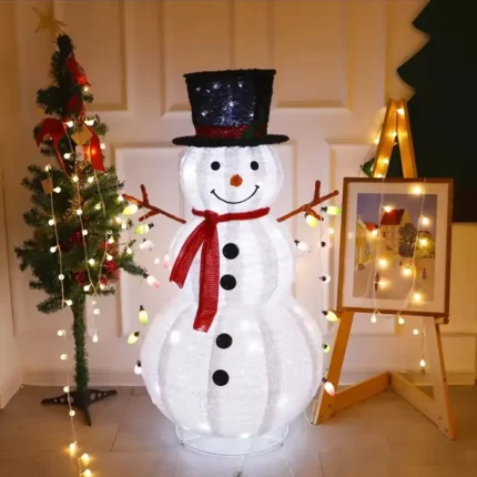 Sneško Belić sa sijalicama 120cm unosi toplotu i svetlost u dom, idealna božićna figura osvetljena za praznike