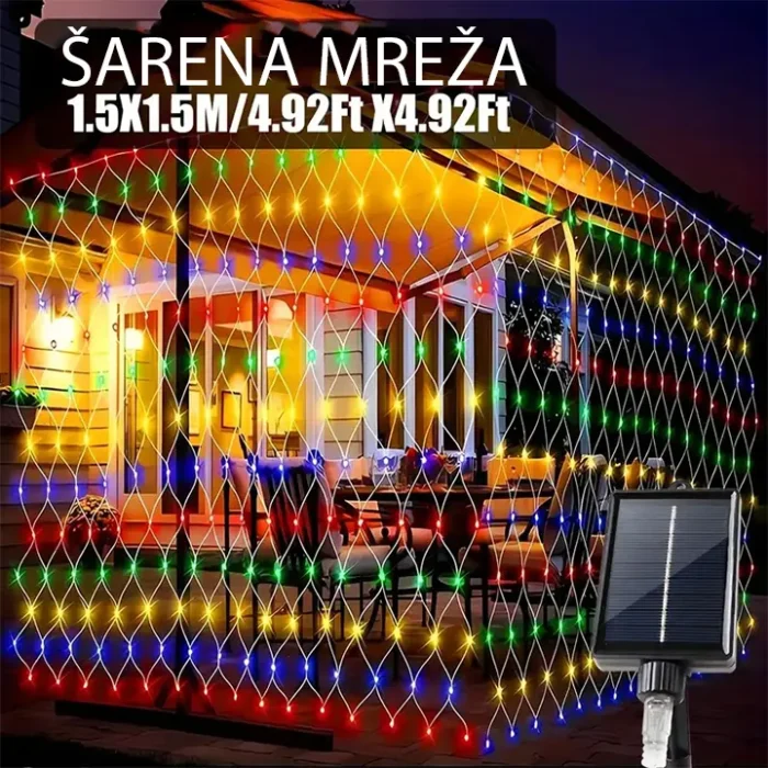 Solarna LED šarena mreža za dekoraciju donosi veselu i svečanu atmosferu
