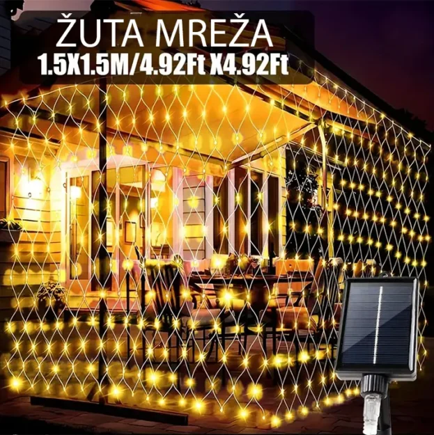 Solarna LED žuta mreža za dekoraciju unosi toplotu i eleganciju u dom i dvorište