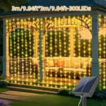 Solarne sijalice žute zavese 3x3m sa 300 LED lampica stvaraju topao i svečan ambijent