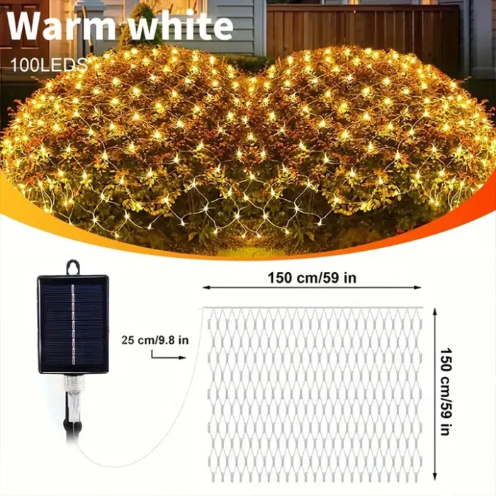 Spoljna solarna LED mreža žuta IP65 pogodna je za spoljašnju i unutrašnju upotrebu