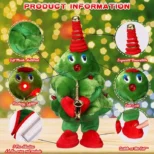 Zelena muzička jelka sa crvenim detaljima i sijalicama idealna je za poklon